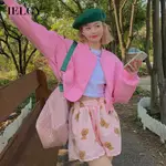 IELGY 女式韓版時尚粉色夾克