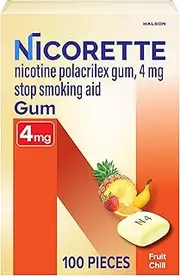 Nicorette Nicotine Gum Fruit Chill 4 milligram Stop Smoking Aid 100 count