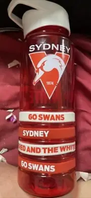 Sydney Swans Official AFL Tritan Sports Drink Bottle & 4 Wristbands 650ml