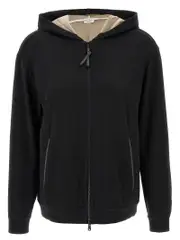 [Brunello Cucinelli] Brunello Cucinelli-Precious Zipper Pull Felpe Nero-Donna M