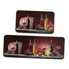 Red Wine Kitchen Decor Rugs Set 2 Piece, Farmhouse Style Home Indoor Kitchen
