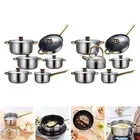6x Cookware Set, Pots and Pans Set, Non-Stick Frying Pan, Saucepan with Glass
