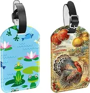 [WOSHJIUK] Luggage Tags,2 Pack Labels Suitcase Tags,Fruit and Turkey,Luggage Tags Privacy Protection Travel Bag Tag