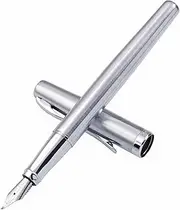 erofa Duke 209 Bent Nib Fountain Pen Steel Sliver, Fude Calligraphy Writing Pen with Converter
