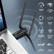 Tri-Band 2.4GHz | 5GHz | 6GHz USB 3.0 Wireless WiFi 6E Adapter Dual 5dBi Antenna