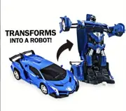 Remote Control Transform Car Robot with Lights RC Car 2.4Ghz 1:18 scale -blue-