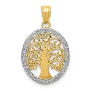 14k Yellow Gold Tree Of Life Inside Oval Charm Pendant