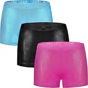 [BYONEME] Girls Dance Short for Gymnastics Athletic Shorts Sparkle Glitter Tumbling Bottoms