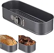 Relaxdays Springform Cake Pan, Long, Nonstick, Flat, Tea Bread, Loaf Cakes, Baking Tin, 31 x 12 cm, Anthracite, Charcoal