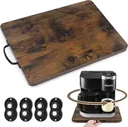 Ginzeca Appliance Slider, 360°Rolling Tray for Kitchen Appliances, Sliding Tray for Coffee Maker, Coffee Pot Slider for Countertop, Sturdy & Easy to Slide from Under The Cabinet (Brown, 13” x 16”)