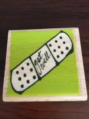 Vap! Scrap Wooden Rubber Get Well 2" X 2" New