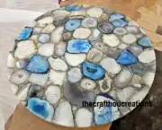 18"x18" Mix Agate Geode Coffee Center Table Top, Agate Sofa Table Top Home Decor