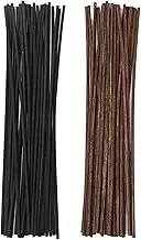 25pcs Black and 25pcs Brown Rattan Reed Diffuser Sticks Replacement Rattan Reed Diffuser Refill Sticks (Black+Brown)