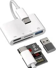 iPhone15 Pro Max Plus (4in1) USB C Hub Type C Usb TF Micro SD Card Reader Adapter Compatible for Samsung Apple iPad Pro Air Mini MacBook Mouse Keyboard Camera Memory Card Flash Drive Charger OTG Cable