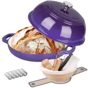 Enameled Cast Iron Dutch Oven Pot with Lid, Bread Oven for Sourdough Bread Ba...
