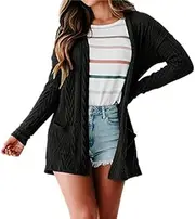 [PTBNRDC] Women's Casual Lightweight Cardigan Long Sleeve Open Front with Pockets Coat