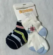 NEW GYMBOREE 2 PAIR OF SOCKS ONE PAIR STRIPE ONE ARGYLE SIZE 3-6 MONTHS SHOE 02