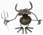 Sugarpost Gnome Be Gone Dirt Devil w/ Horns & Tail Welded Metal Art Made in USA