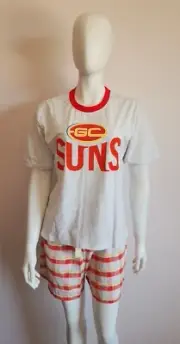 Gold Coast Suns AFL AFGCS0228 Ladies Short Sleeve Check Pyjama Set Size M New