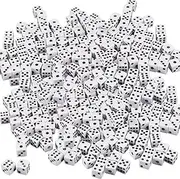 300Pcs Mini Tiny Dice, 8mm White Dice with Black Dots, 6 Sided Dice for Board Games, Adult Game Dice for Teaching Math, Party Favors