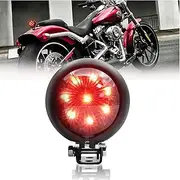 Biqing 1pcs LED Motorcycle Tail Lights,12V Motorcycle Brake Light 8LED Brake Stop Rear Lamp Red Compatible With Cafe Racer Bobber Chopper Bonneville （BLACK