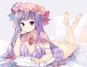 Anime cleavage touhou patchouli knowledge barefoot Playmat Gaming Mat Desk