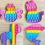Pop Popper Fidget Toy Push It Poppet Bubble Kitty Dolphin Autism Anxiety Tool