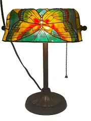 New Tiffany Style Butterfly Hand Painted Table/Desk/Shelf Lamp/Night Light