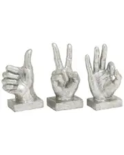 CosmoLiving by Cosmopolitan Set Of 3 Hands Silver Polystone Sculpture