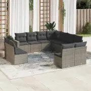 11 Piece Garden Sofa Set Grey Modular Outdoor Furniture Cushions Storage 51467