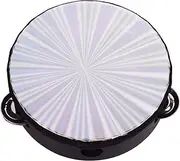 6 Inch Wooden Radiant Tambourine Handbell Hand Drum with Single Row Jingles Reflective Drum Head Percussion Instrument Musical Toy for Adults Dancing Singing Party Black 6 Inch