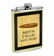 Flask Men's Cigar Lounge 01R 8oz Stainless Steel Hip Drinking Whiskey