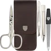 3 Swords Germany - brand quality 3 piece manicure pedicure grooming kit set for professional finger & toe nail care scissors tool genuine leather case in gift box, Made in Solingen Germany