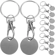 NUOBESTY Foldable Shopping Cart Tokens Keyring 10pcs Metal Keychain for Shopping Trolley