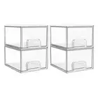 4 Pack Clear Stackable Storage Drawers 4.4'' Tall Acrylic Bathroom Makeup Org...