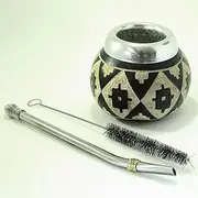 BONMATEI Yerba Mate Calabash Gourd Pampa – Mate Cup & Bombilla Set – Hand-Carved Natural Calabash Mate – Traditional Handmade Argentine Mate