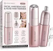 VG VOGCREST Facial - Nose Hair Remover Women: 2 in 1 Painless Electric Face Shaver and Nose Trimmer - Rechargeable Hair Removal Tool for Face Nose Ear Peach Fuzz Lips Chin