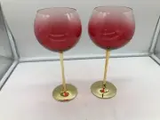 16oz Red & Gold Wine Glass Set of 2 BB02B37023