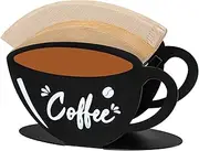 [KOLUTI] Coffee Filter Holder Storage, Farmhouse Coffee Paper Rack Stand, Metal Coffee Filter Container Counter Shelf for Cafe Kitchen Office Outdoor, 1#2#4 Cone Square Fan Shaped Size, Black & Brown