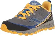 [Saucony] Peregrine 11 Shield Hiking Sneaker, Grey/Blue/Gold, 11.5 Wide US Unisex Big_Kid