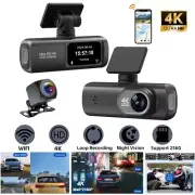 Dash Cam Front and Rear Record with WiFi Dual Lens 4K HD Record Car Camera DVR