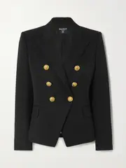 [Balmain] Balmain - Double-breasted Wool-twill Blazer - Black - FR 36 FR 36 Black