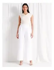 [Tokito] Flat Front Wide Leg Pants in White