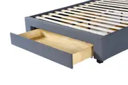 Arizona Queen Bed with Drawers Polyester Upholstered Queen Size Bed with Storage Drawers Grey