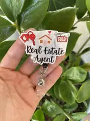 Real Estate Agent Retractable Badge Reel Realtor Badge ID Holder Tag Clip Gift