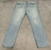 True Religion Mens Jeans Blue Size 42 GENO Relaxed Straight Distressed 42 X 33