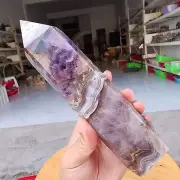 795g Amethyst Banded Agate point tower Crystal Healing Chakra natural Gemstone