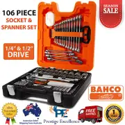Bahco S106 106 Piece Mechanical Socket & Spanner Set 1/4" 1/2" Square Drive Tool