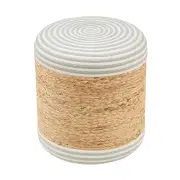 Design Square Cleo Ottoman Low Foot Stool Round - Natural/White