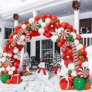 BONROPIN Christmas Balloon Garland Arch kit 172 Pieces with Christmas Green Red White Candy Balloons Gift Box Balloons Red Star Balloons for Christmas Party Decorations